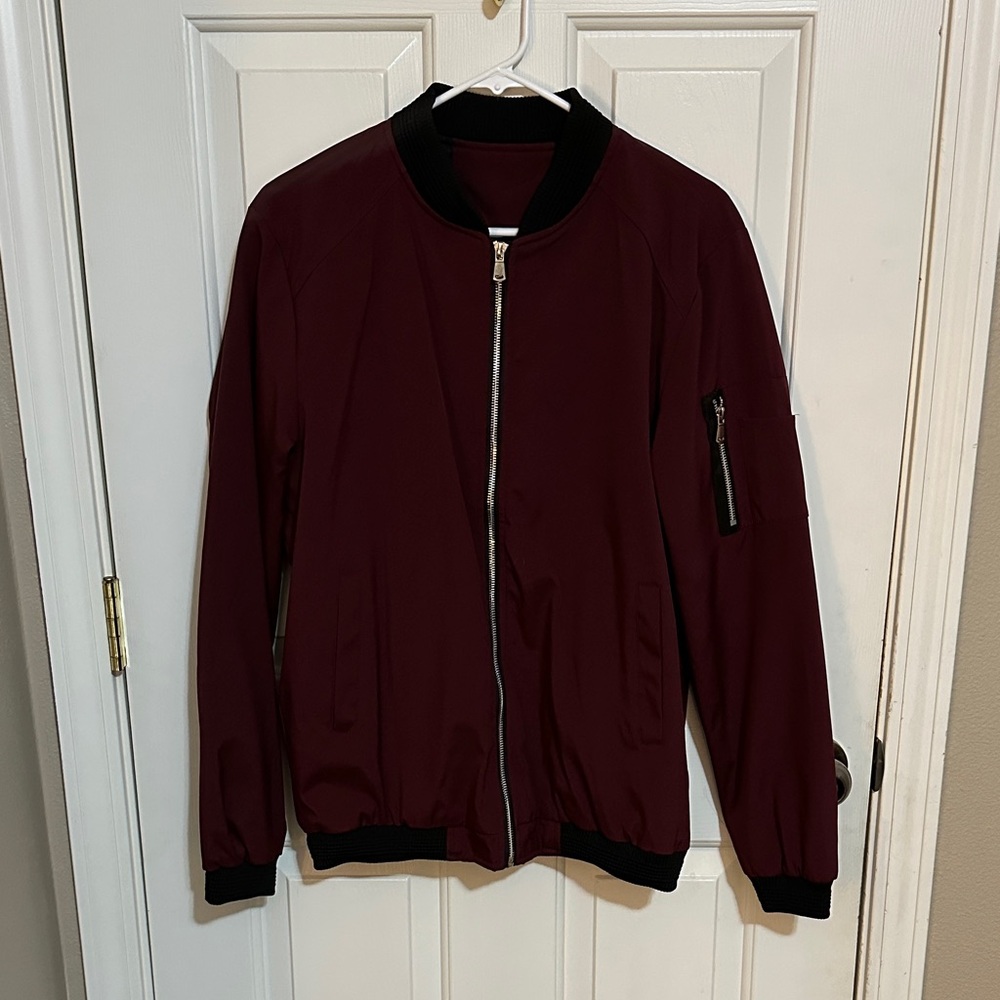 Men's Burgundy Bomber Jacket